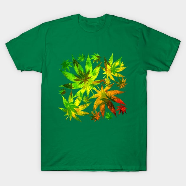 Marijuana Cannabis Leaves Pattern T-Shirt by BluedarkArt